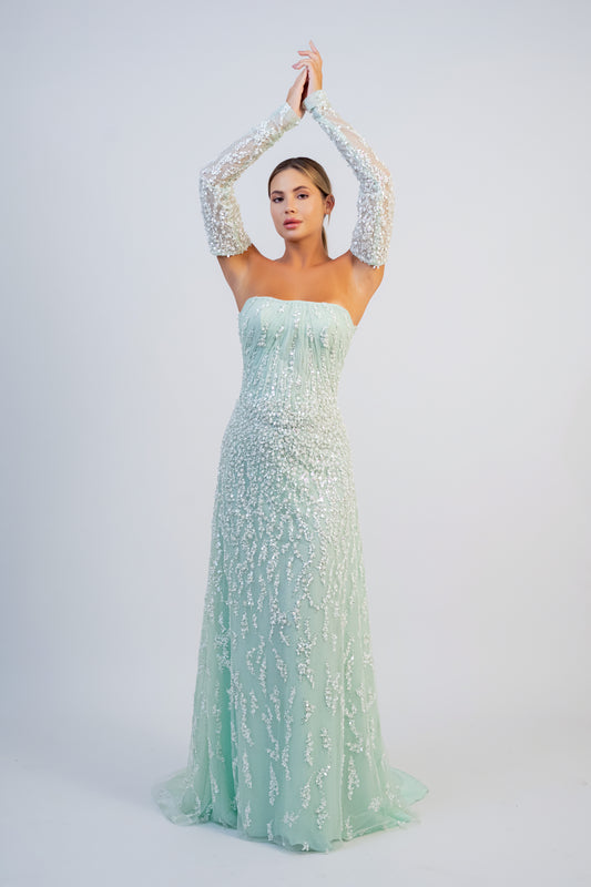 Off Shoulder Sequin Gown