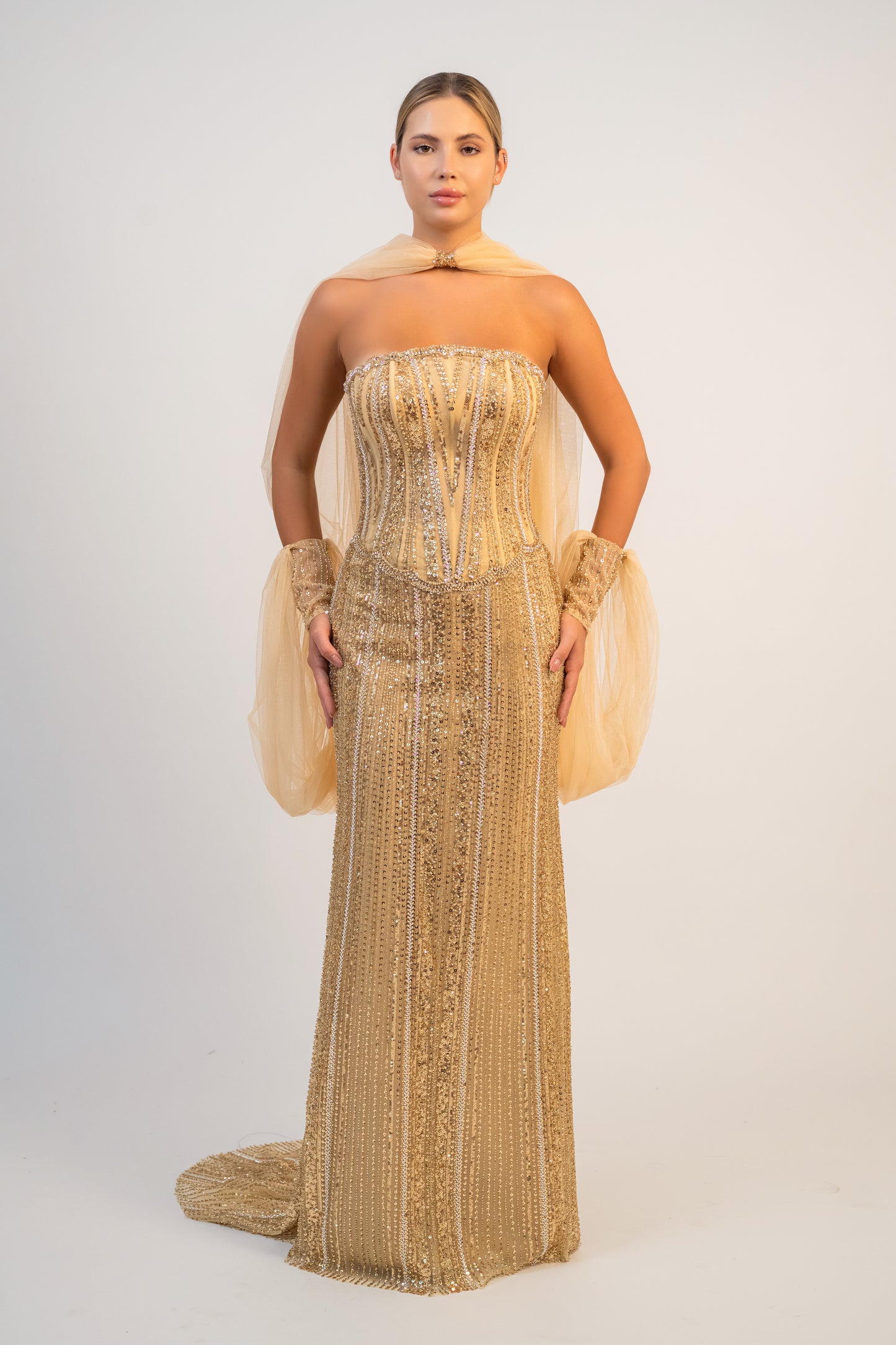 Gold Column Gown
