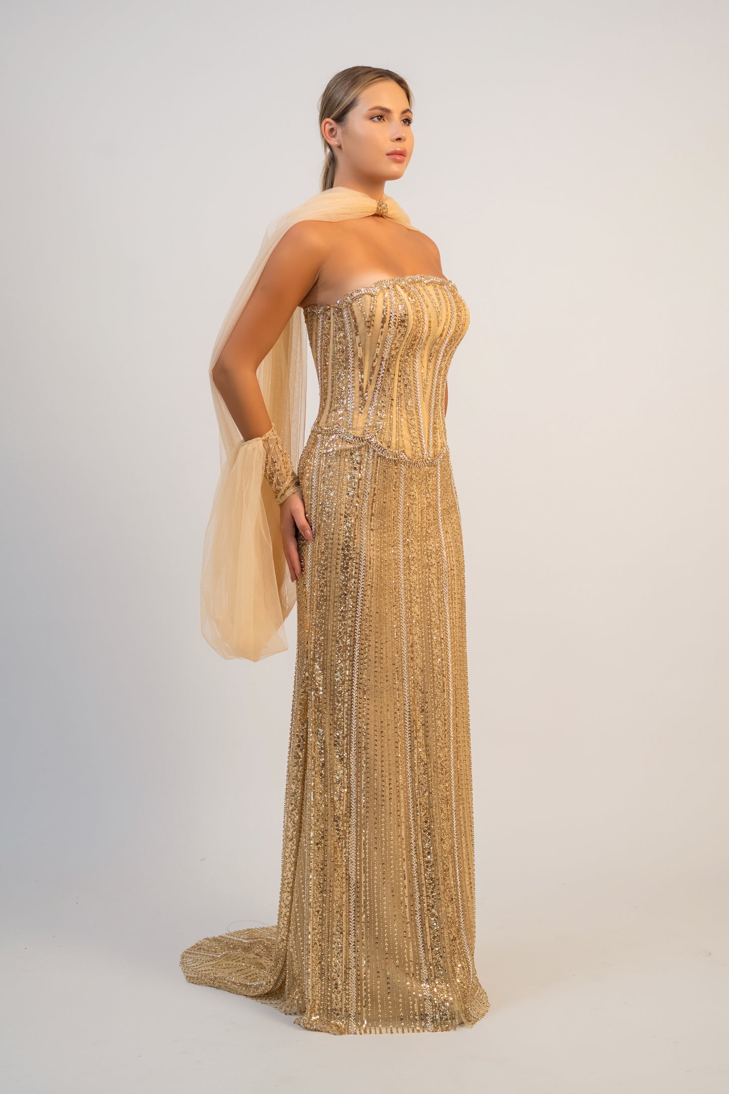 Gold Column Gown