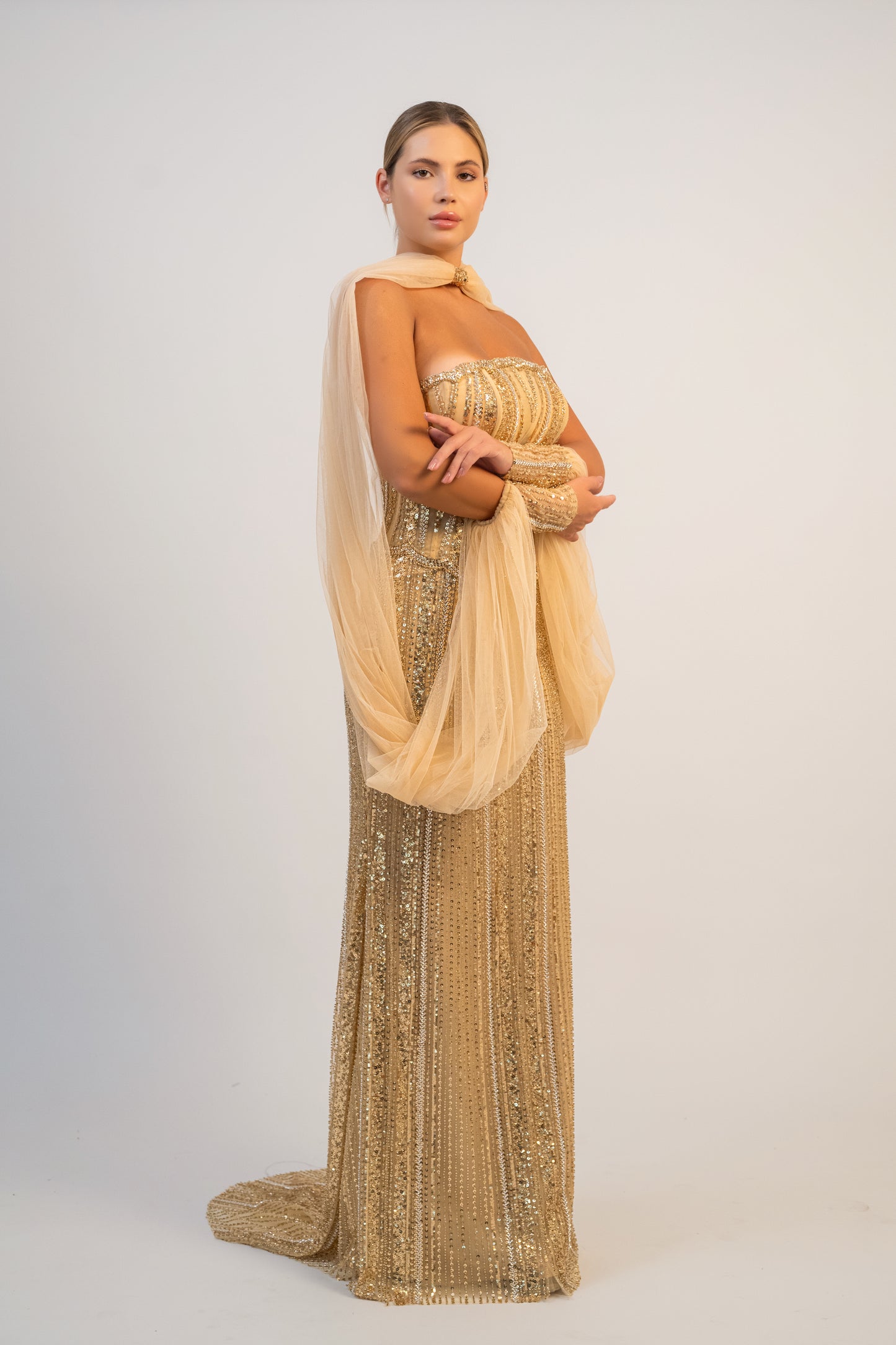 Gold Column Gown