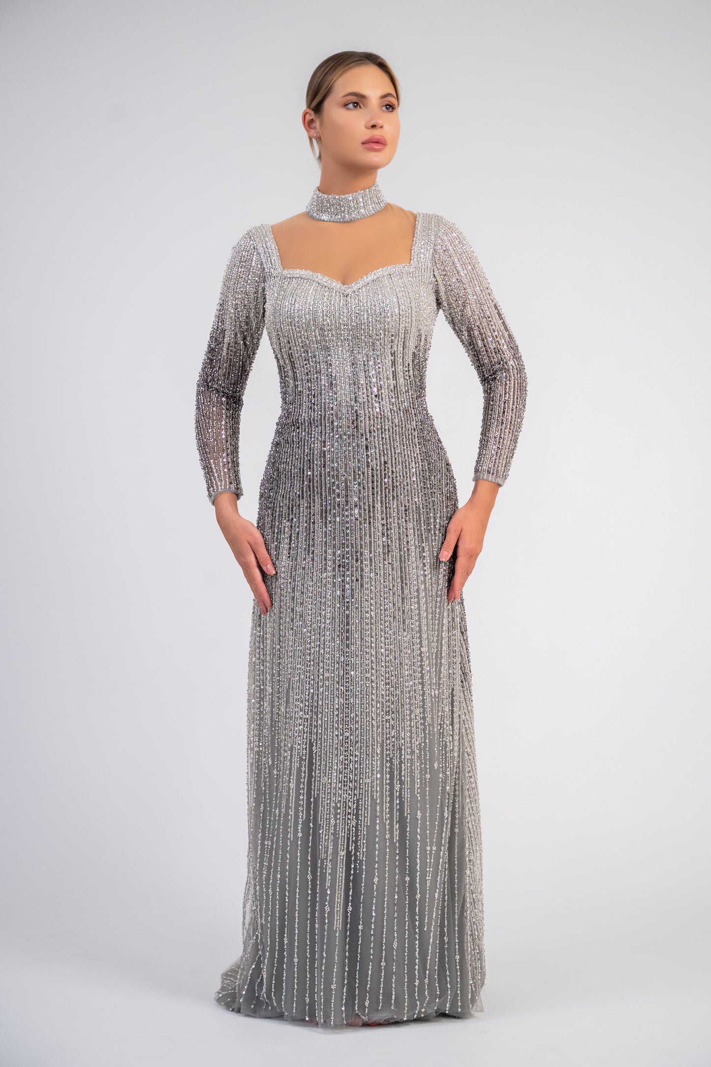 Long Sleeve Ombre Gown