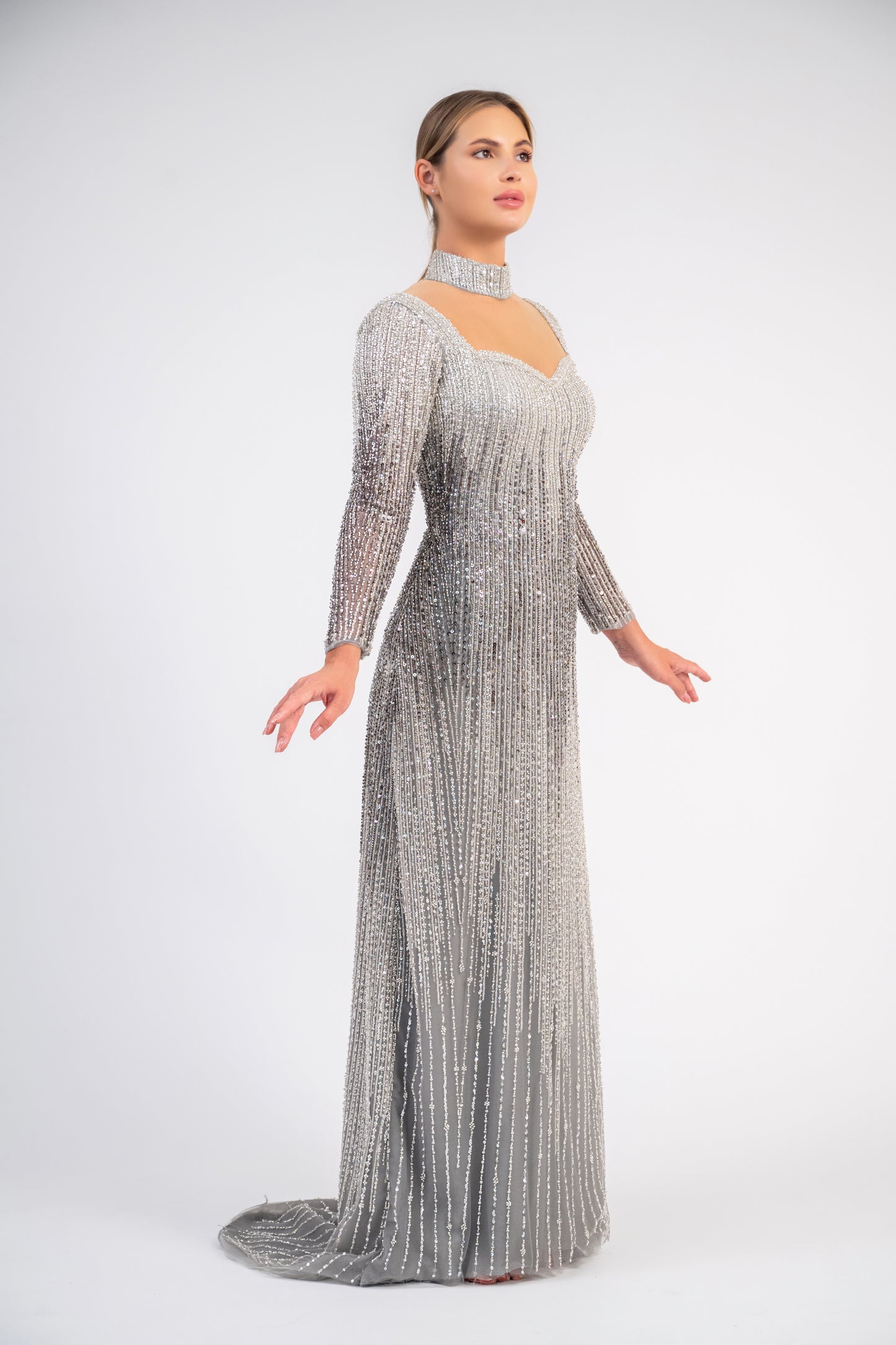 Long Sleeve Ombre Gown