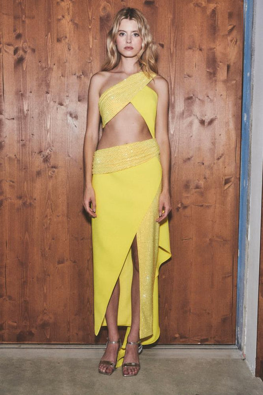 One-Shoulder Dress with Cut-Outs