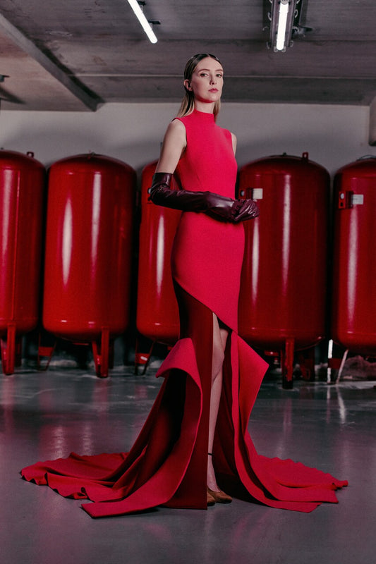 High-Low High Neck Gown