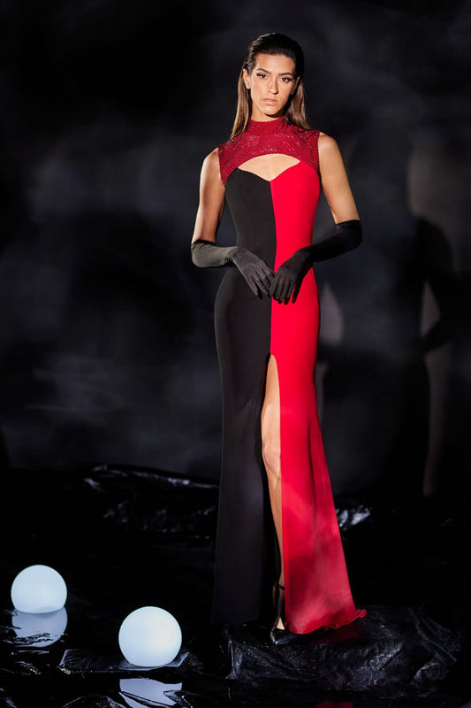 Crepe Bi-Color Gown