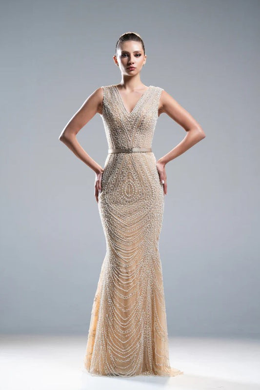 Flared Embroidery Gown