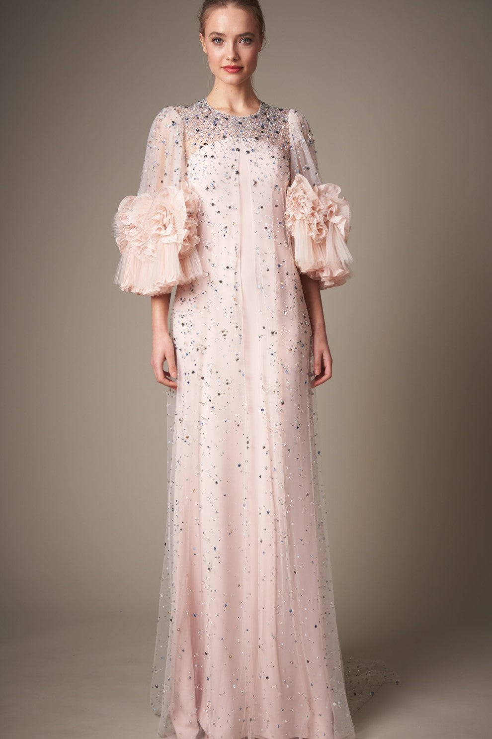 Anita Embellished Semi-Sheer Tulle Gown