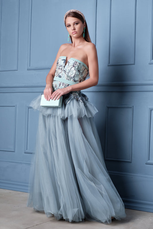 Strapless Peplum  Gown