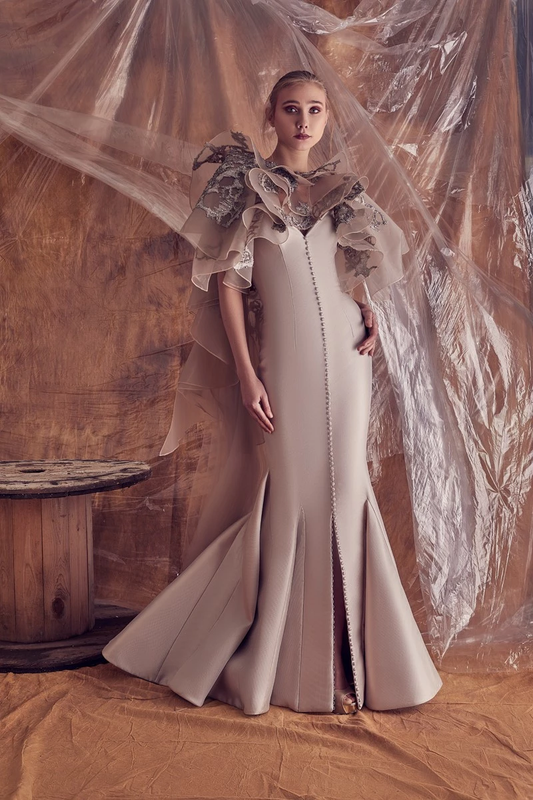 Andrea 2-Piece Mermaid Cut Gown and Cape
