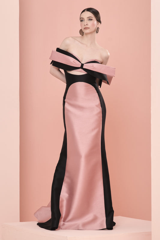 Off the Shoulder Silk Gazar Gown