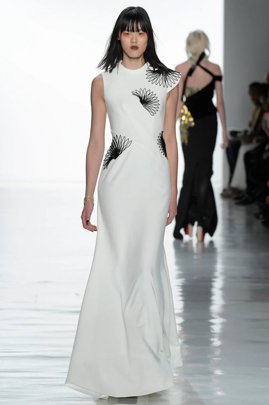 Bugle Bead Crepe Gown