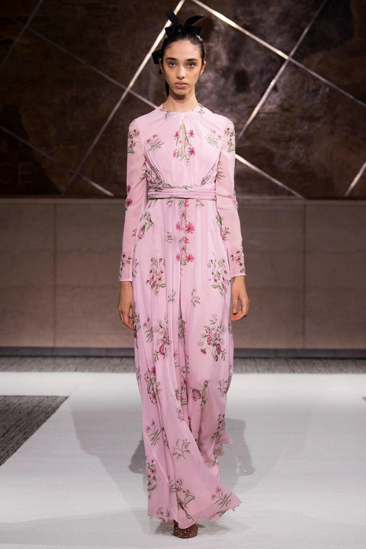 Bow Detail Floral Print Gown