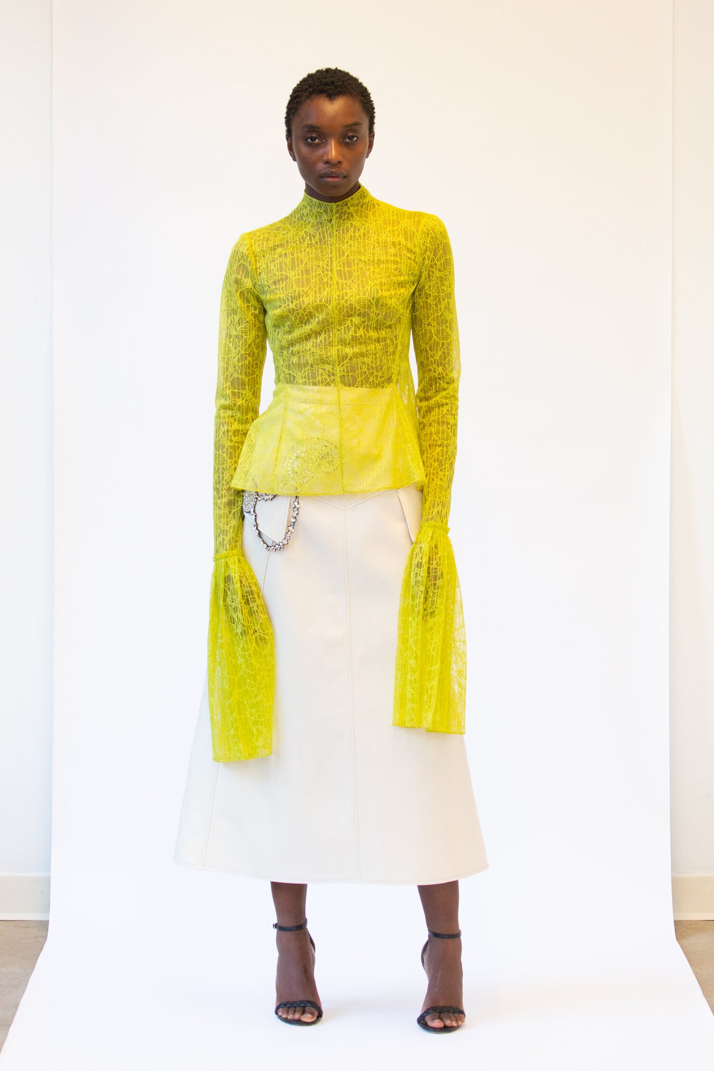 Cuff Lace Top and Skirt