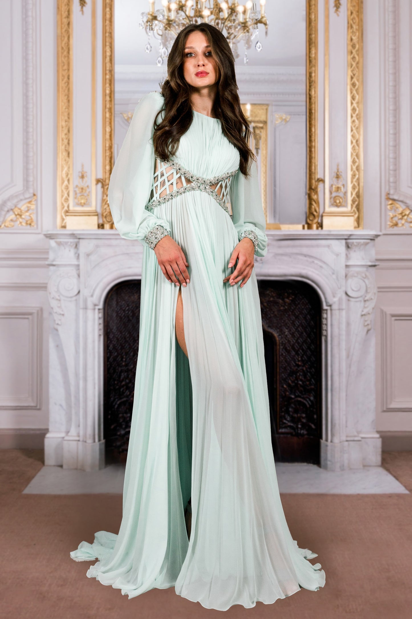 Long Sleeve Windowed Gown