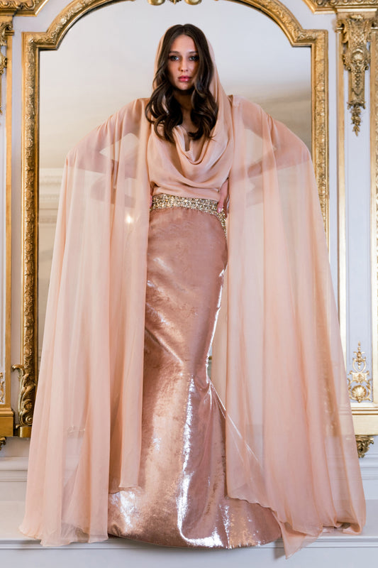 Hooded Cape-Like Gown