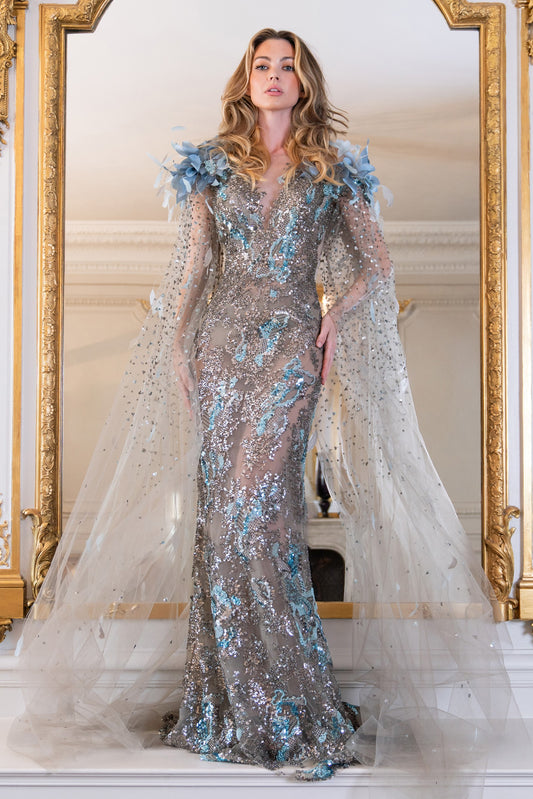 Petal Embroidered Gown