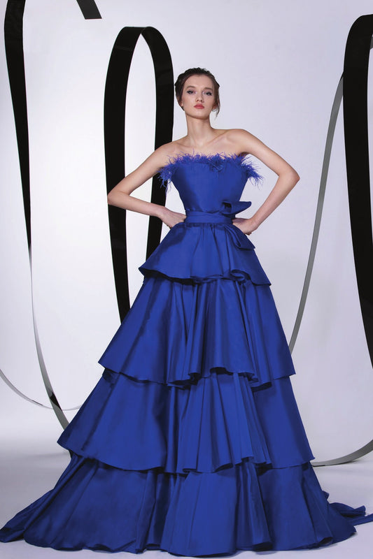 Tiered Strapless Gown