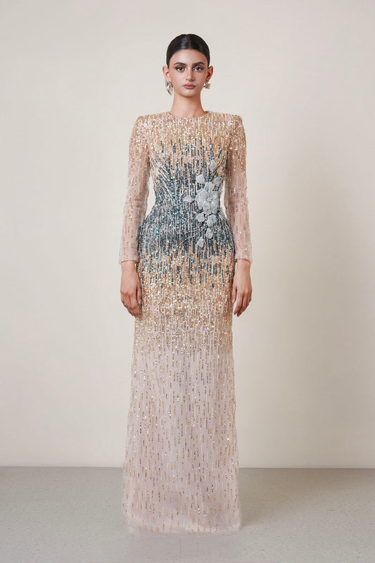 Crystal 3D Floral Gown