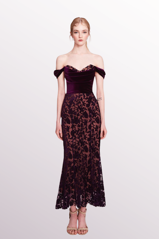 Off-Shoulder Velvet Dress
