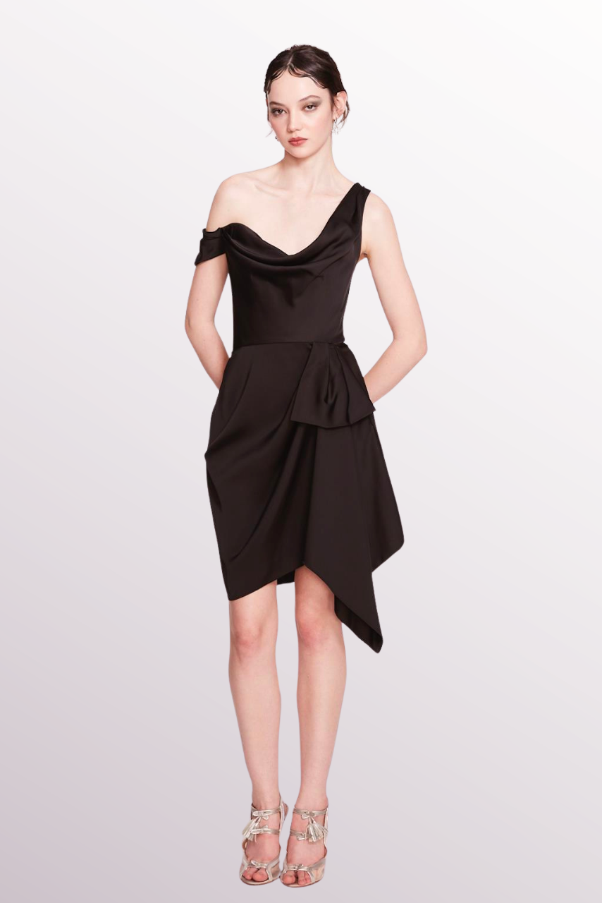 Off-Shoulder Satin Mini Dress