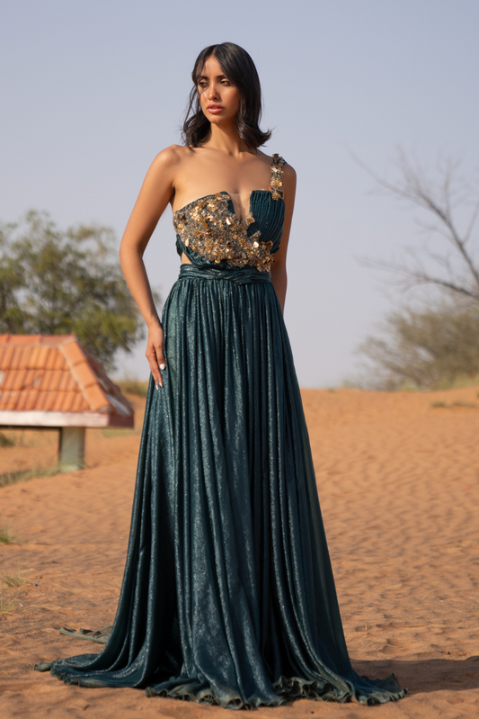 One Shoulder Grecian Gown