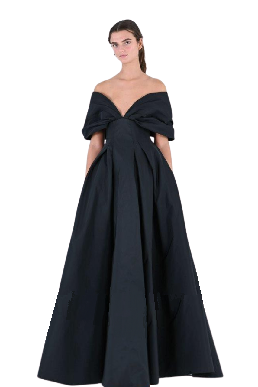 Draped Off Shoulder  Gown