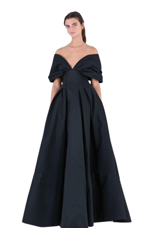 Draped Off Shoulder  Gown