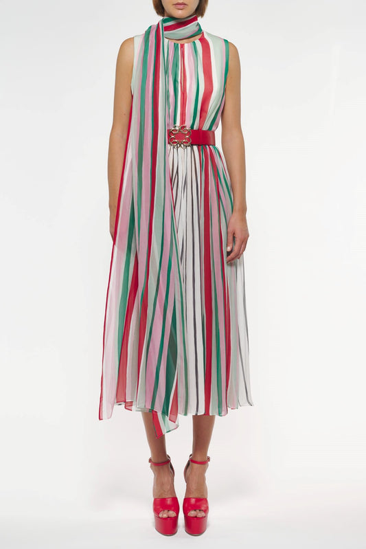 Printed Silk Midi Dress