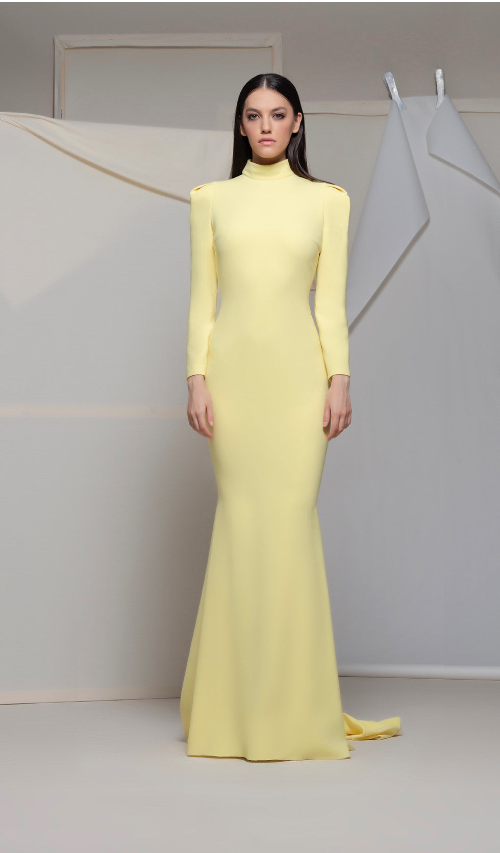 Agra High Neck Embroidered Back Gown