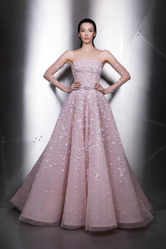 Sleeveless Sweetheart Neck A-Line  Gown