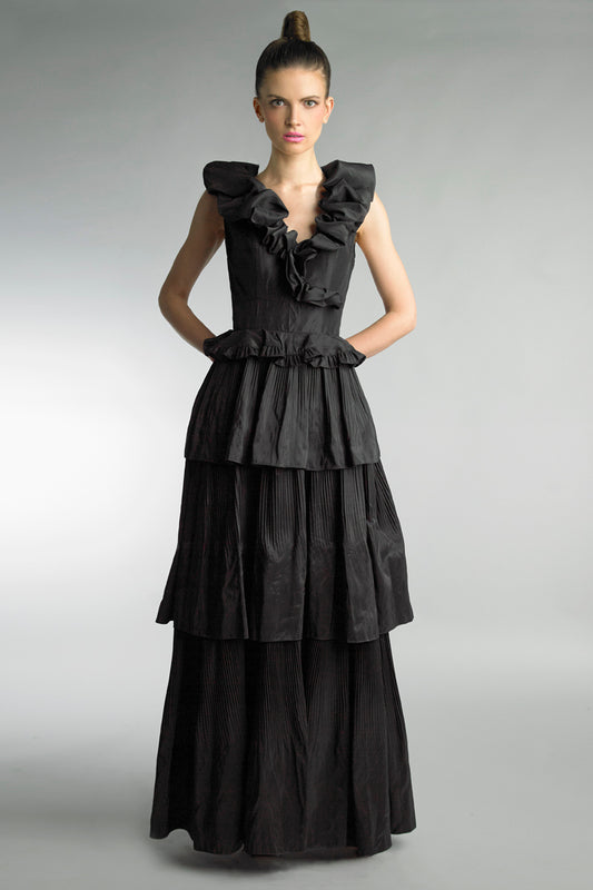 Sleeveless Peplum Tiered Evening Gown