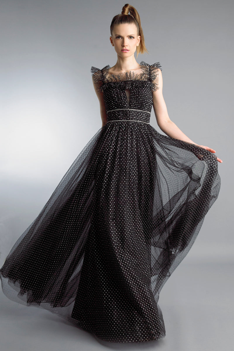 Square Neck Sleeveless Evening Gown