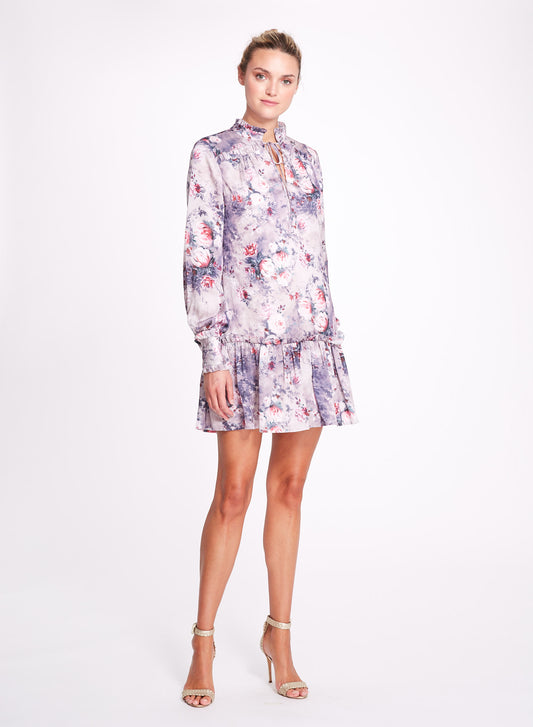 Charmeuse Printed  Mini Dress