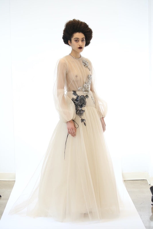Micro Pleated Tulle Gown