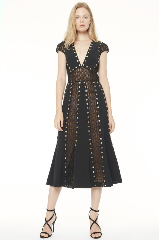 Cap Sleeve Eyelet Tea Dress