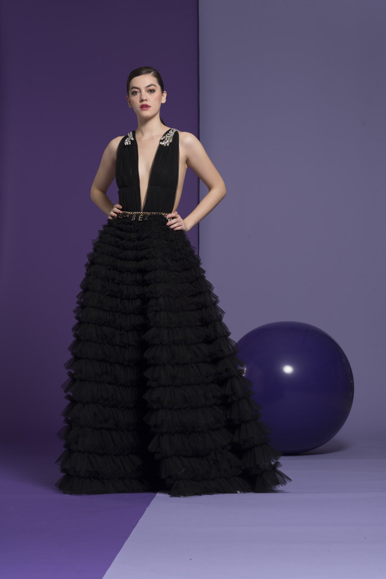 Black Sleeveless Amber Gown