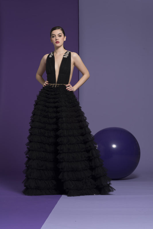 Black Sleeveless Amber Gown