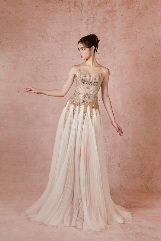 Illusion Godet Gown