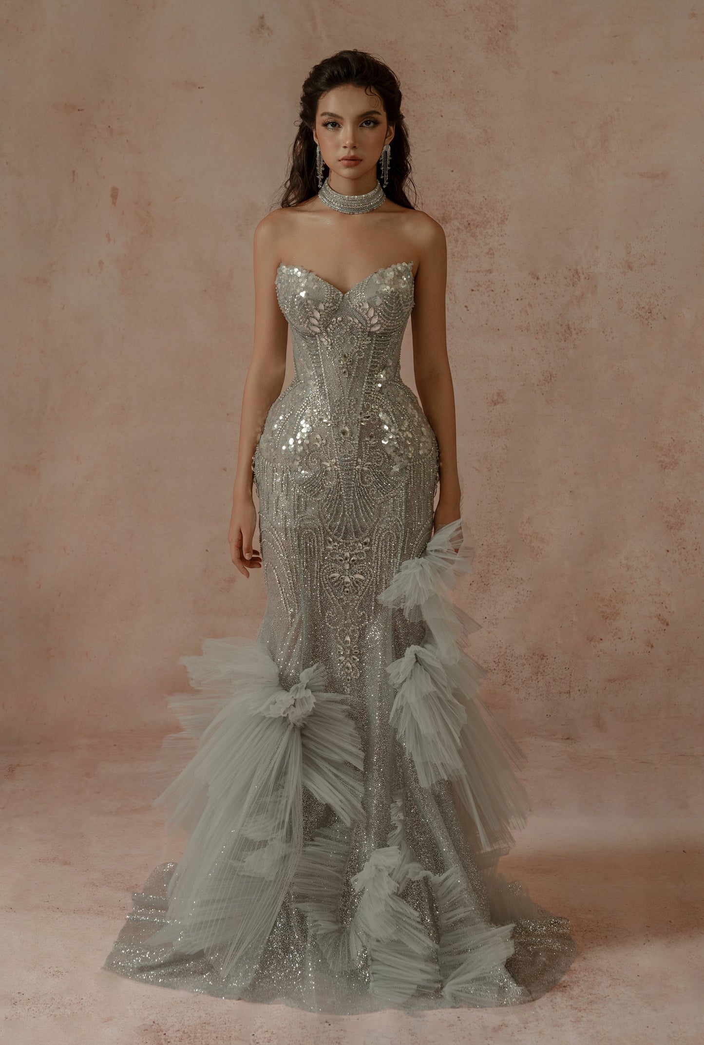 Strapless Flared Trumpet Gown