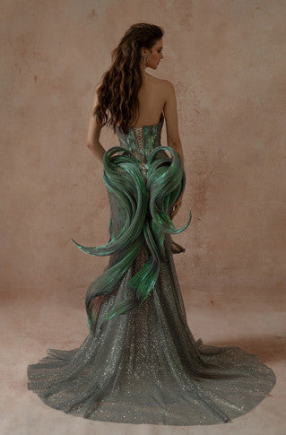 Sculpted Back Strapless Gown