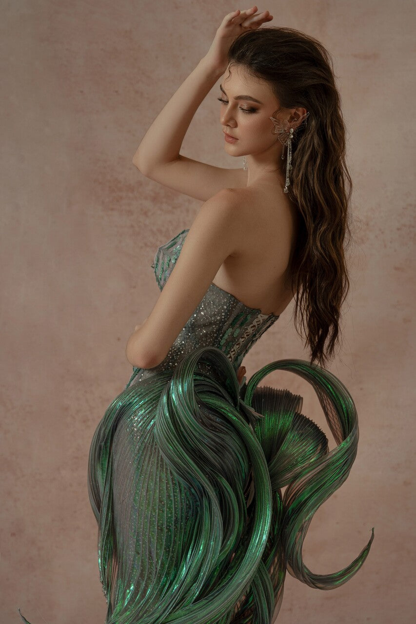 Sculpted Back Strapless Gown