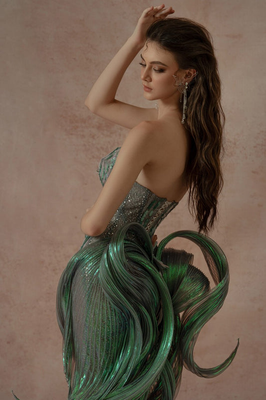 Sculpted Back Strapless Gown