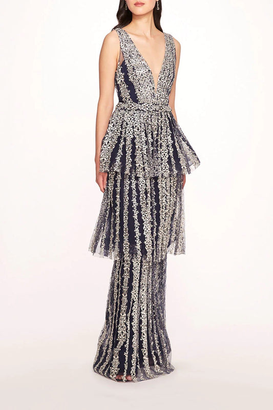 Metallic Filigree Gown