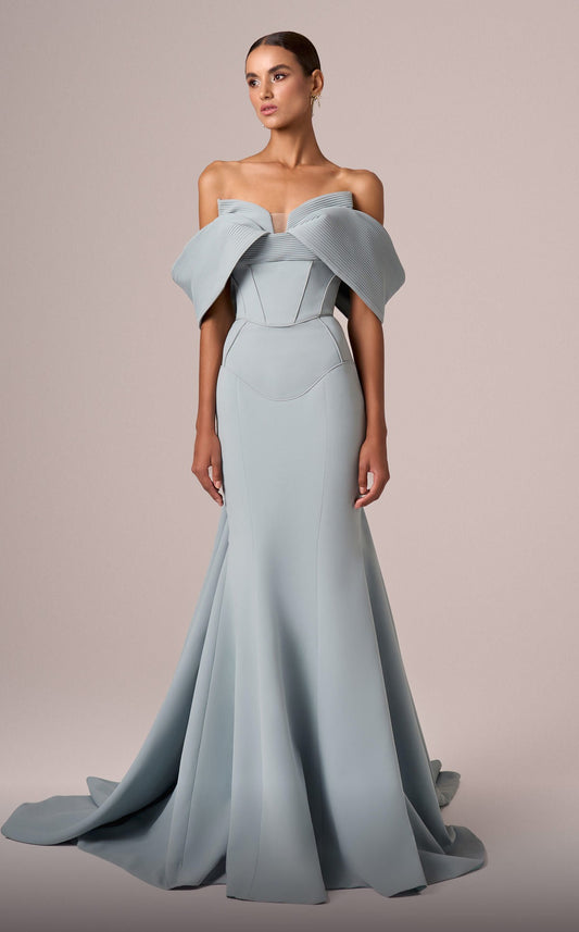 Draped Off-the-Shoulder Gown
