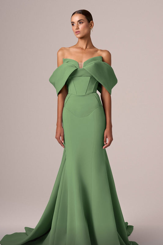 Off-the-Shoulder Flared Gown