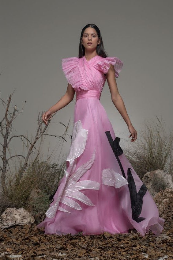 Bedizzole Ruffled Sleeve Gown