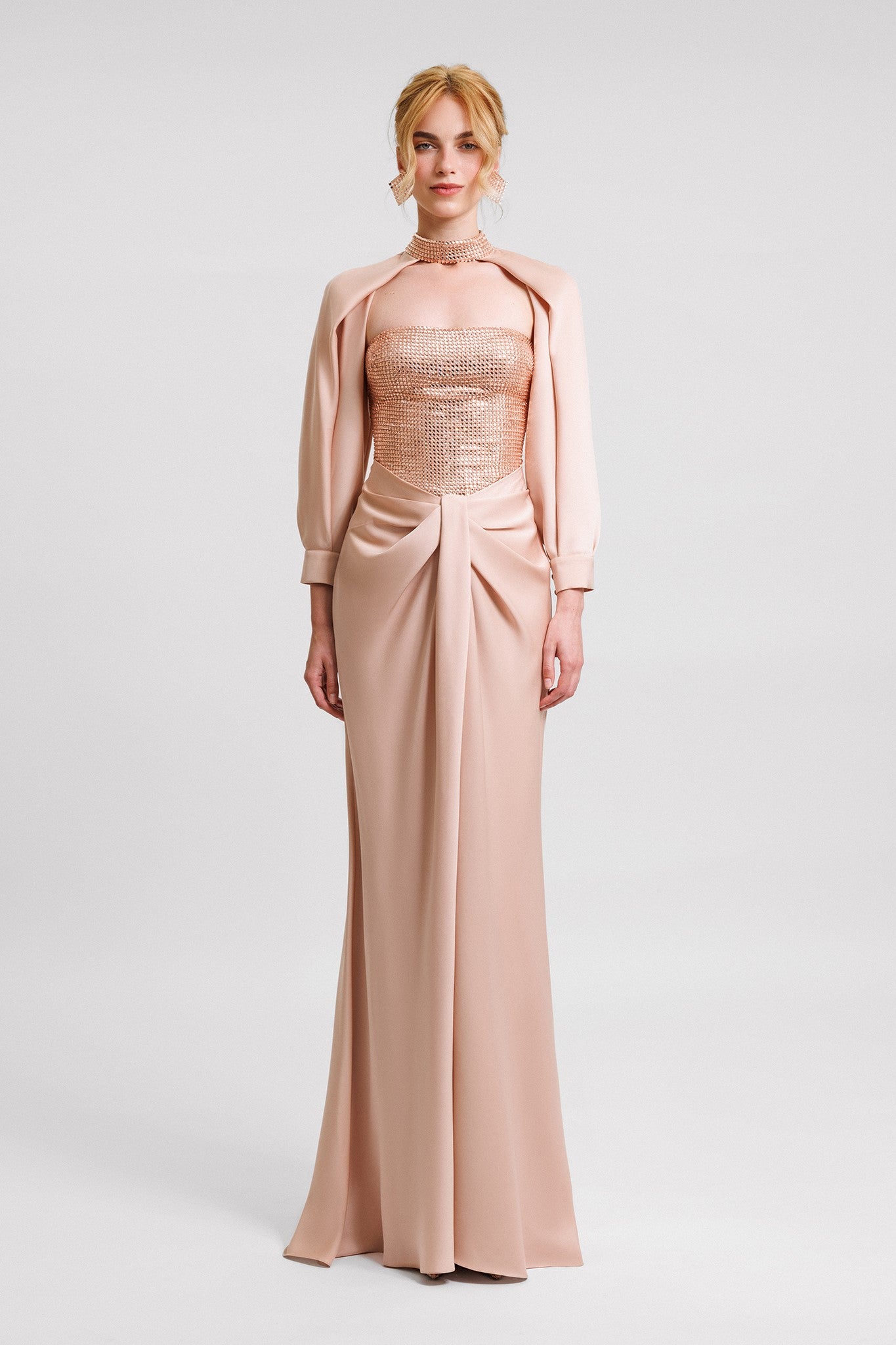 Strapless Long Gown with Bolero