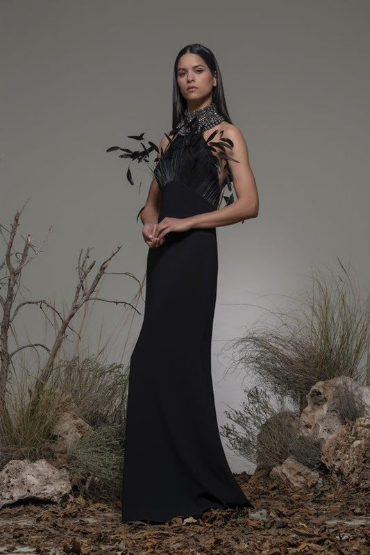 Basiglio Jeweled Neck Gown