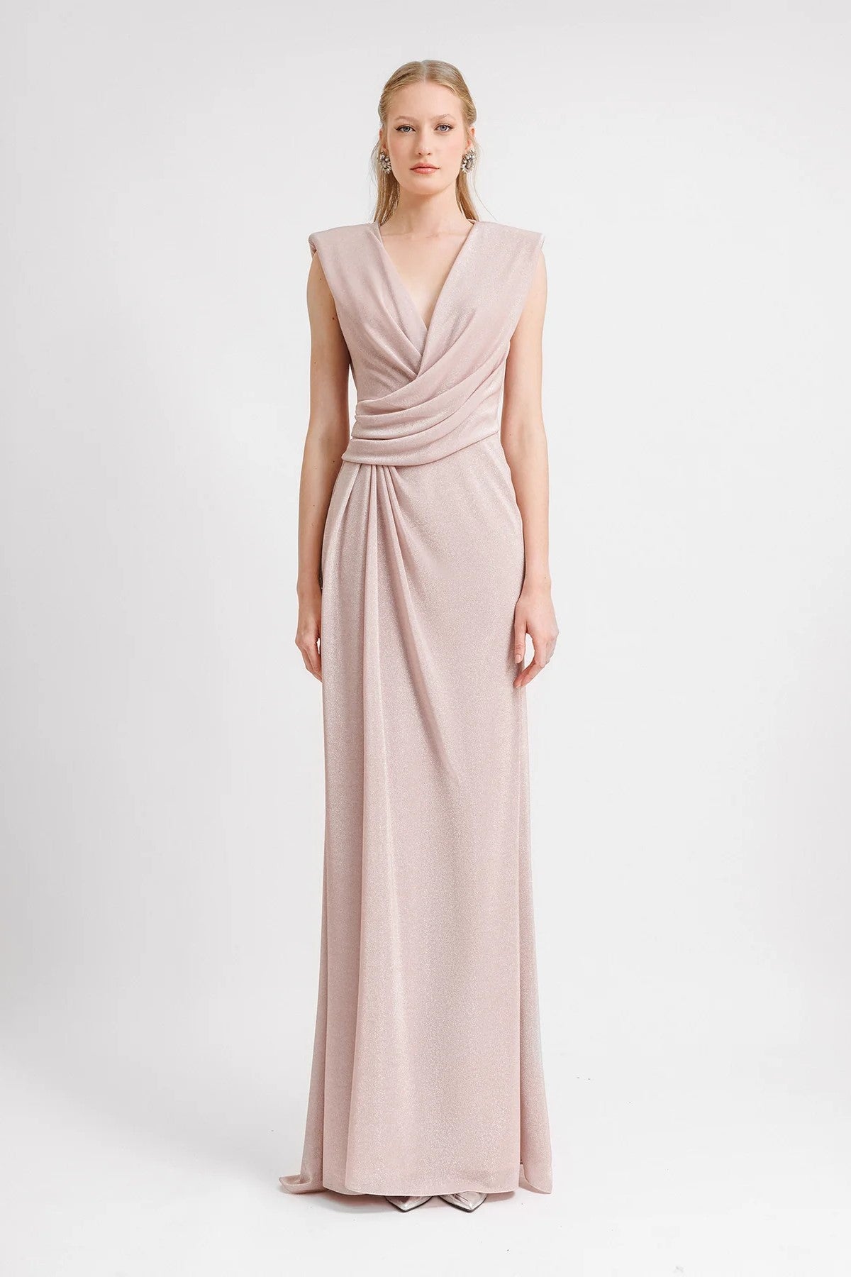 V-Neckline Gown with Waist Draping