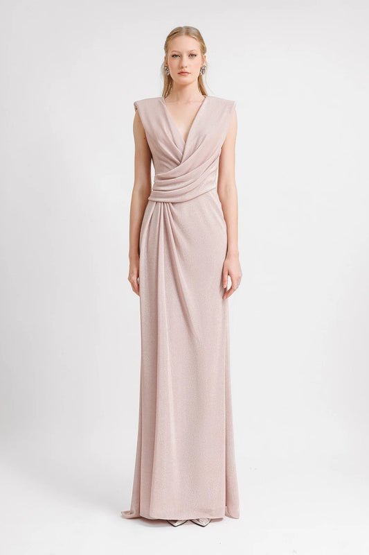 V-Neckline Gown with Waist Draping
